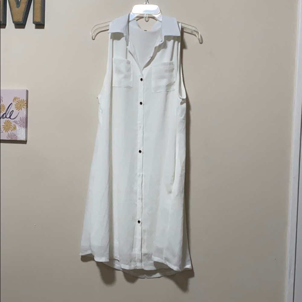 White button up dress